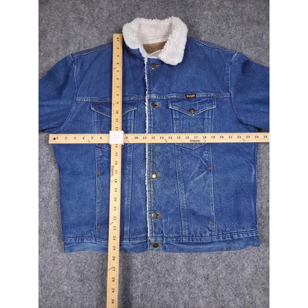 Wrangler Denim Jacket Mens Large Blue Sherpa Lined Authentic Western Trucker